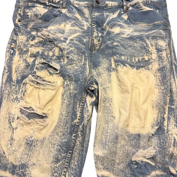 AHP Mens Urban Streetwear-Inspired Jean Shorts 50X15 Distressed - Picture 1 of 8